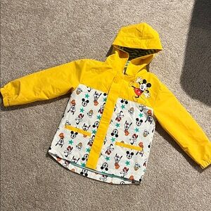 Disney Yellow Mickey Mouse and Friends  Rain Jacket Size 5/6